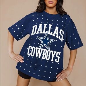Gameday Couture COWBOYS OVERSIZED ALL-OVER RHINESTONE GAMEDAY TEE